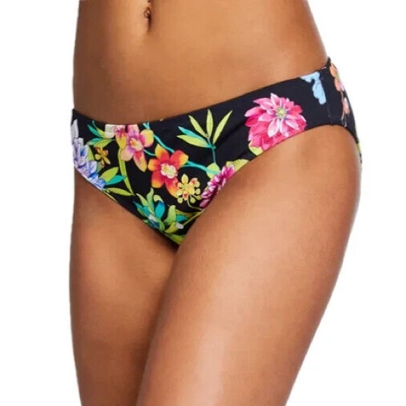 JOHNNY WAS Dreamer Floral Hipster Black Bikini Bottom - L - Picture 1 of 5